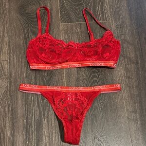 Lounge Red Lace Bra and Panty Set